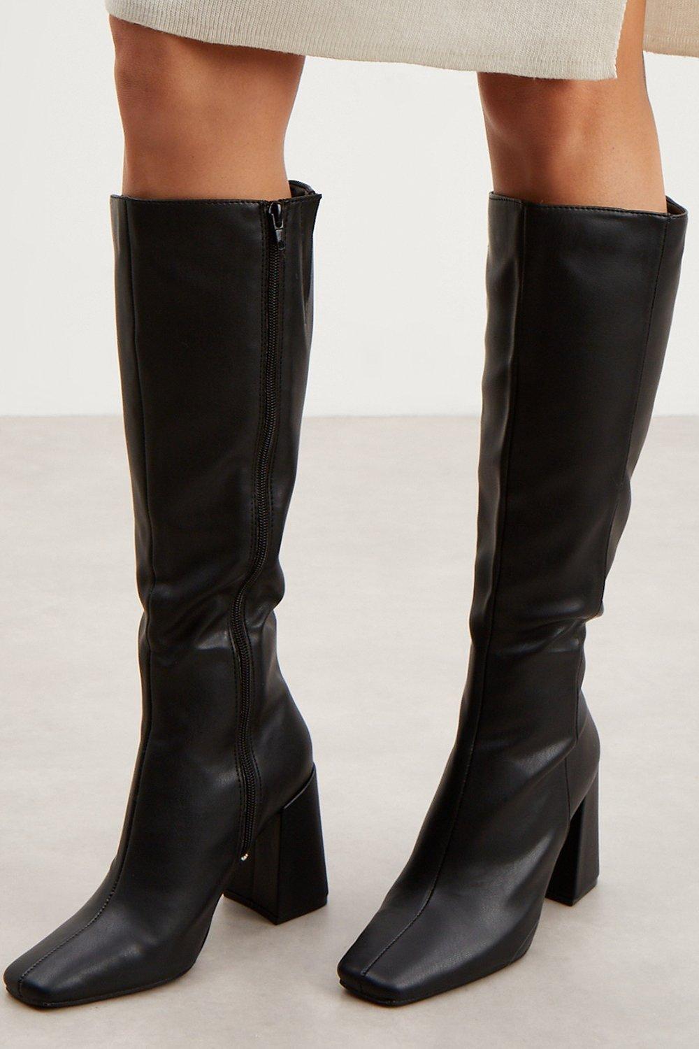 Square toe knee clearance boots