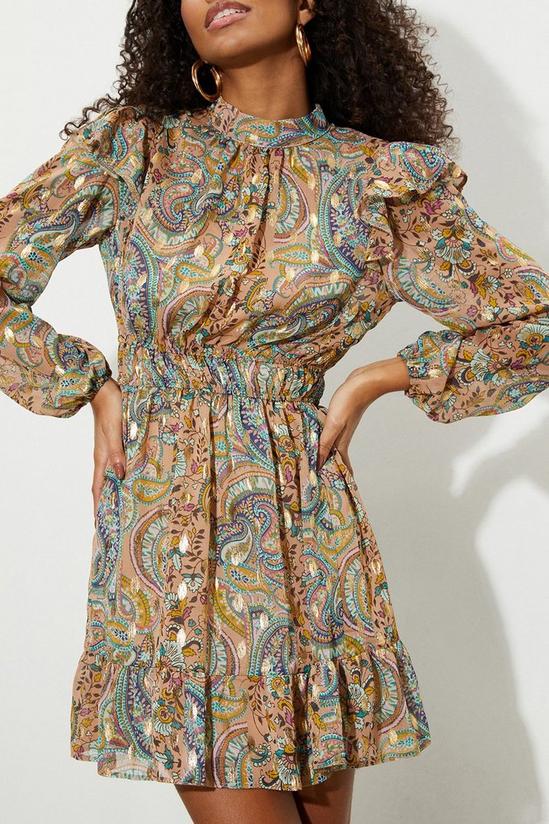 Dorothy Perkins Blue Paisley Shirred Waist Mini Dress 4