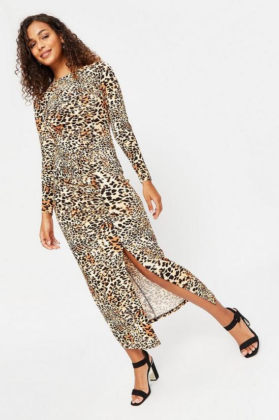 Dorothy Perkins Leopard Print Side Ruched Midi Dress 2
