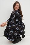 Dorothy Perkins Curve Blue Floral Ruched Front Midi Dress thumbnail 2