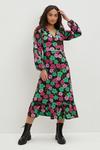 Dorothy Perkins Petite Floral Ruched Front Midi Dress thumbnail 2