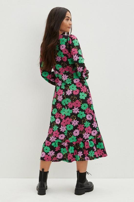Dorothy Perkins Petite Floral Ruched Front Midi Dress 3