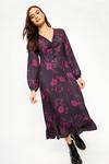 Dorothy Perkins Berry Large Floral Ruched Front Midi Dress thumbnail 2