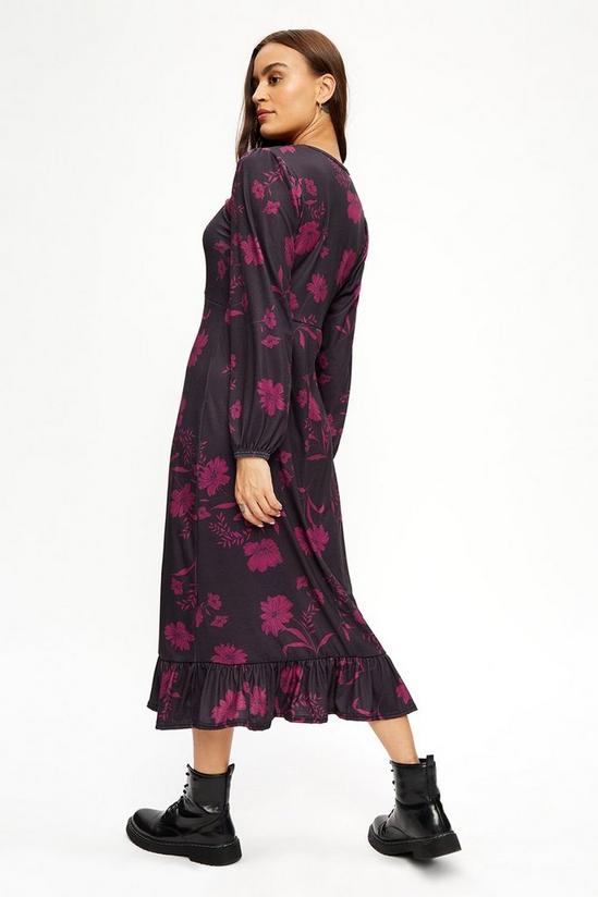 Dorothy Perkins Berry Large Floral Ruched Front Midi Dress 3