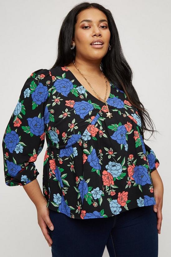 Dorothy Perkins Curve Floral Long Sleeve Empire Seam Top 1