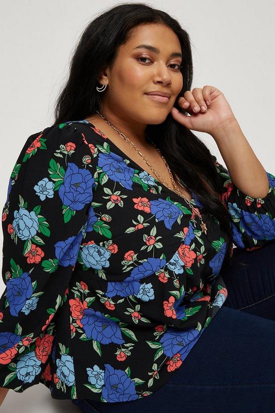 Dorothy Perkins Curve Floral Long Sleeve Empire Seam Top 4
