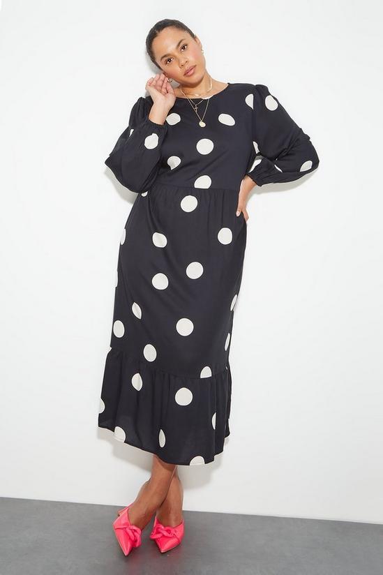 Dorothy Perkins Curve Black Spot Shirred Waist Midaxi Dress 1