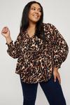 Dorothy Perkins Curve Leopard Print Ruched Front Top thumbnail 1