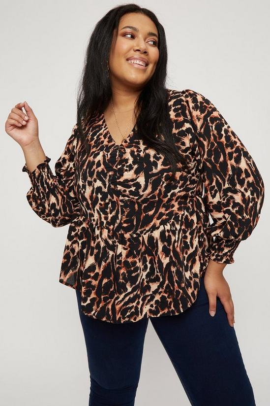 Dorothy Perkins Curve Leopard Print Ruched Front Top 1