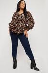 Dorothy Perkins Curve Leopard Print Ruched Front Top thumbnail 2