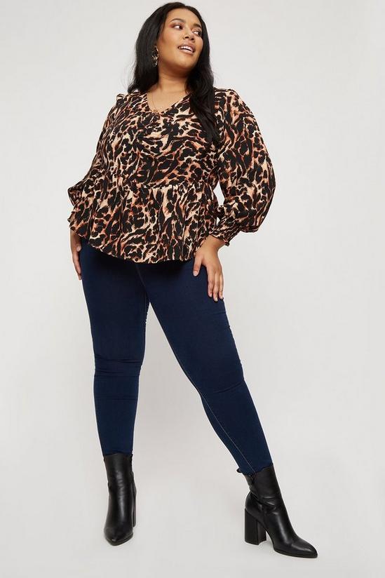 Dorothy Perkins Curve Leopard Print Ruched Front Top 2