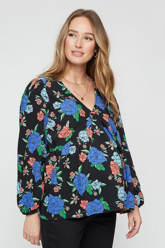 Dorothy Perkins Maternity Floral  Long Sleeve Empire Seam Top 1