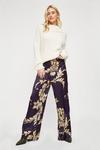 Dorothy Perkins Large Scale Ochre Floral Satin Trousers thumbnail 2