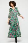 Dorothy Perkins Green Floral & Geo Godet Midaxi Dress thumbnail 2