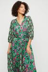 Dorothy Perkins Green Floral & Geo Godet Midaxi Dress thumbnail 4