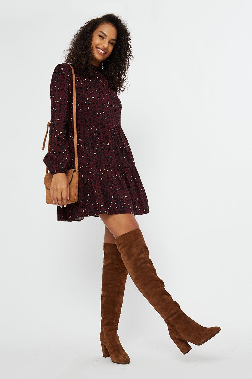 Dresses Red Animal Print High Neck Mini Dress Dorothy Perkins