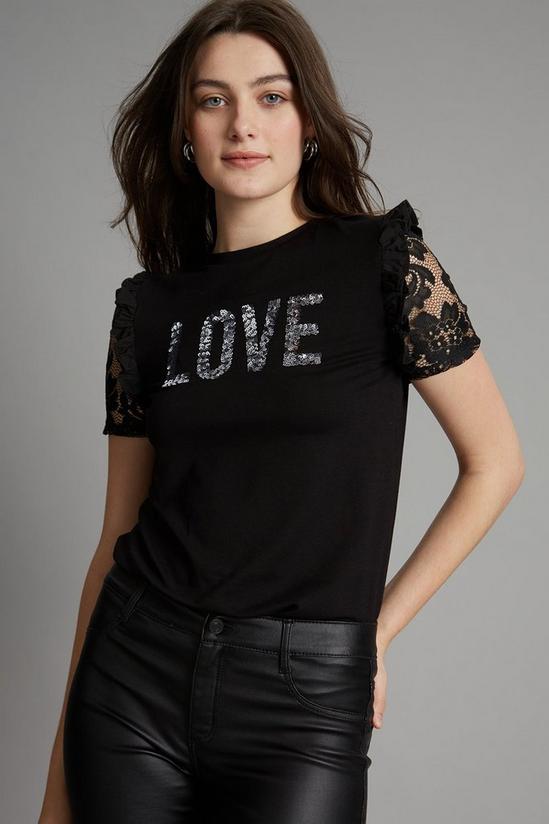 Dorothy Perkins Love Lace Frill Shoulder Sequin T Shirt 1