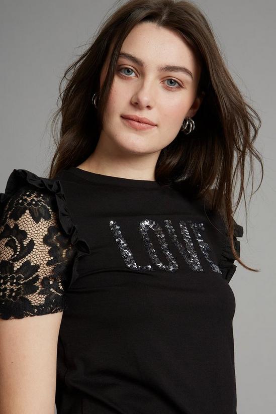 Dorothy Perkins Love Lace Frill Shoulder Sequin T Shirt 4
