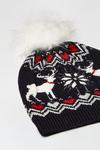 Dorothy Perkins Navy Knitted Reindeer Pom Hat thumbnail 3
