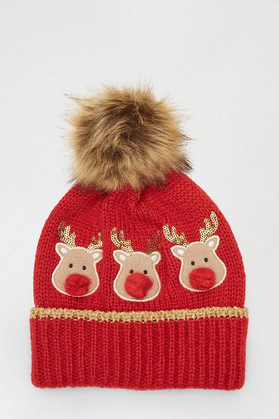 Dorothy Perkins Red Reindeer Beanie Hat 2