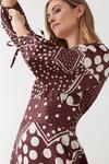 Dorothy Perkins Mocha Mix & Match Spot Satin Sleeve Maxi Dress thumbnail 5