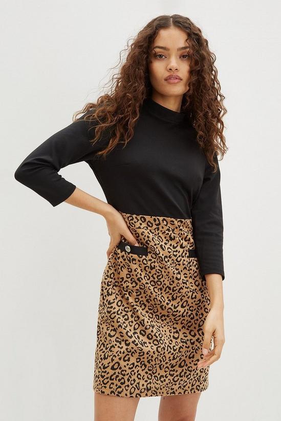 Dorothy Perkins Petite Camel Leopard Skirt Dress 1