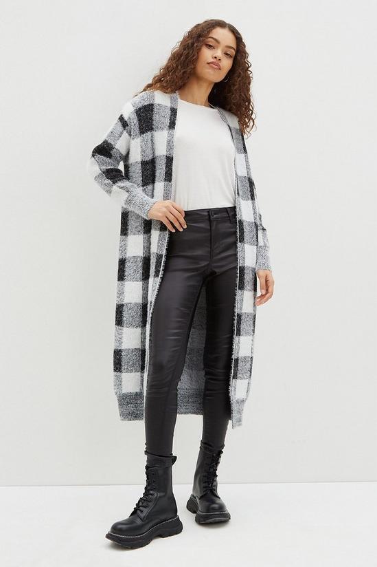Dorothy Perkins Petite Check Longline Knitted Cardigan 1