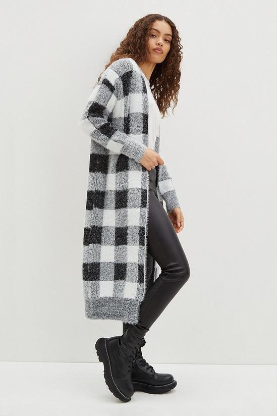 Dorothy Perkins Petite Check Longline Knitted Cardigan 2