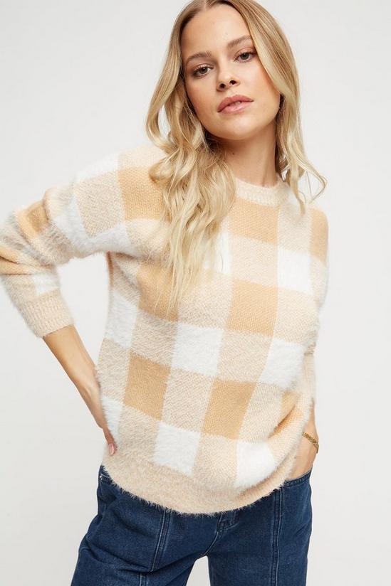 Dorothy Perkins Petite Fluffy Check Knitted Jumper 4