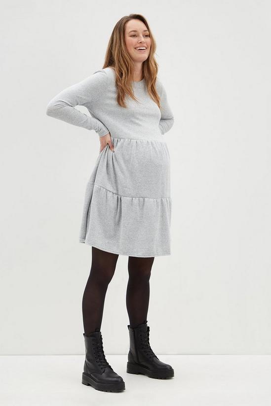 Dorothy Perkins Maternity Grey Brushed Tiered Mini Dress 2