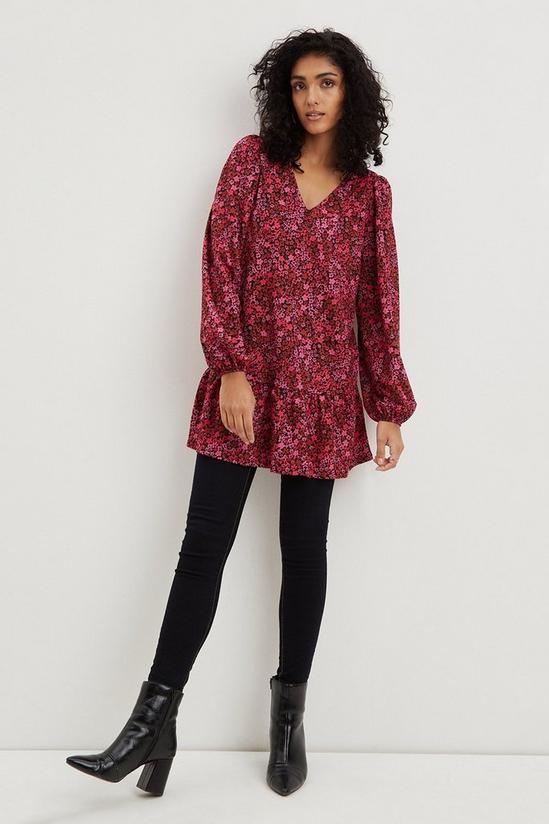 Dorothy Perkins Pink Floral Long Sleeve Tunic 2