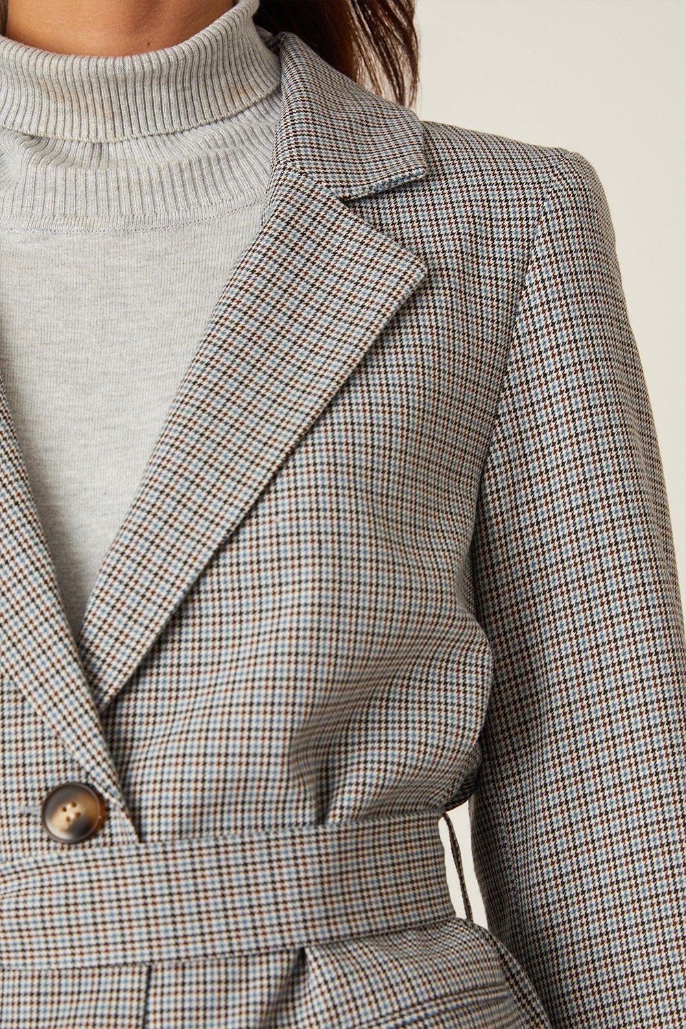 Belted check clearance blazer