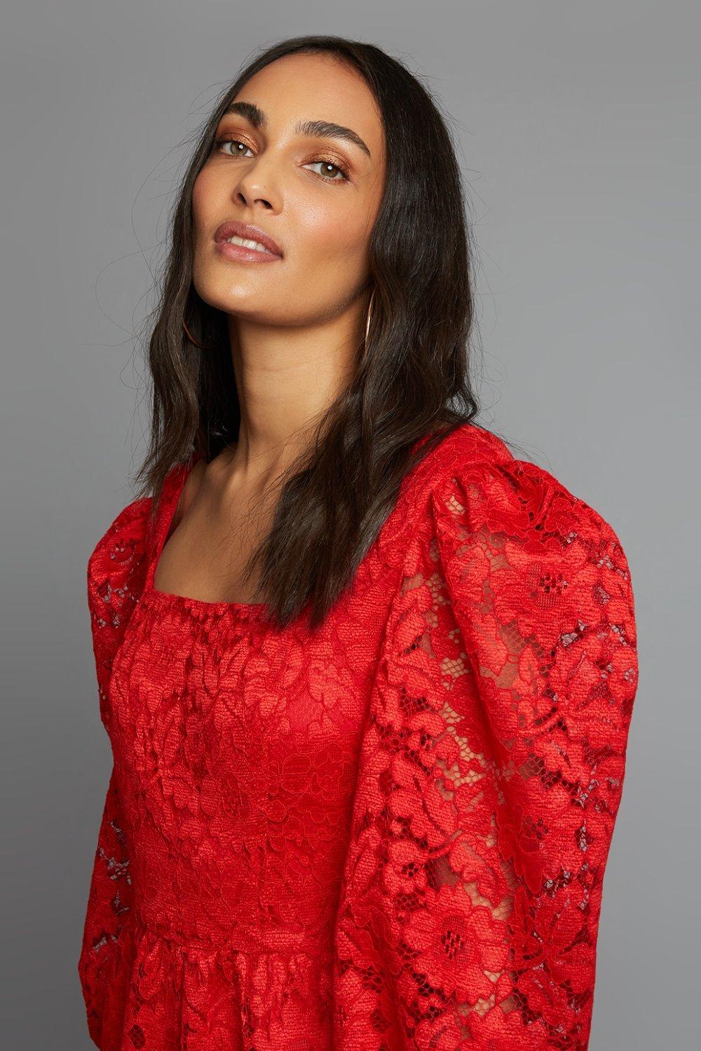 Dorothy perkins 2025 red lace dress