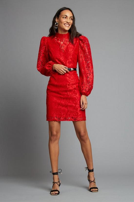 Dorothy Perkins Red Lace High Neck Mini Dress 2