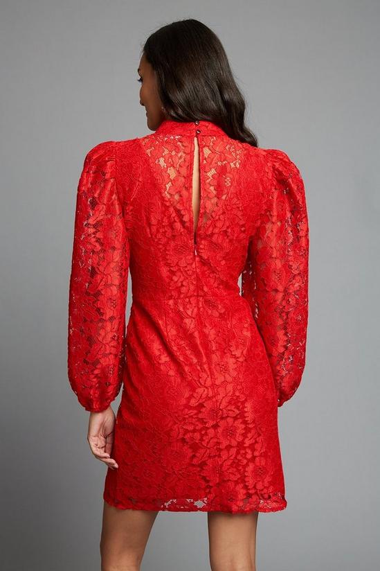 Dorothy Perkins Red Lace High Neck Mini Dress 3