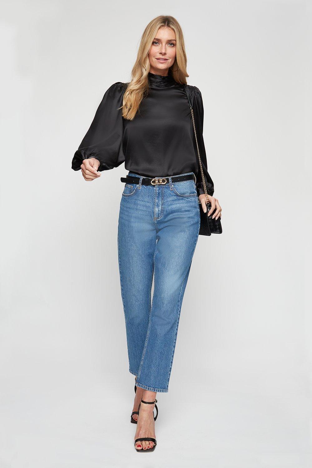 Black satin high hotsell neck top