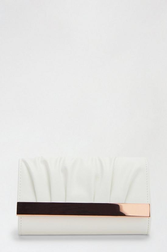 Dorothy Perkins White Ruched Metal Clutch Bag 2