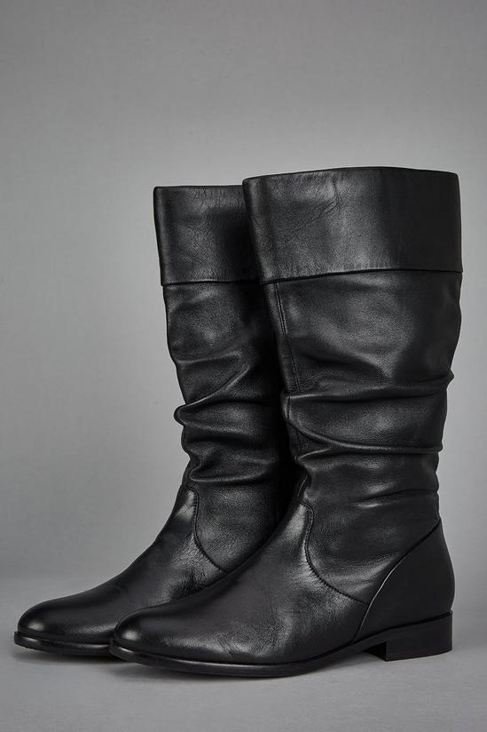 Dorothy Perkins Leather Tiffany Ruched Knee High Boots 1
