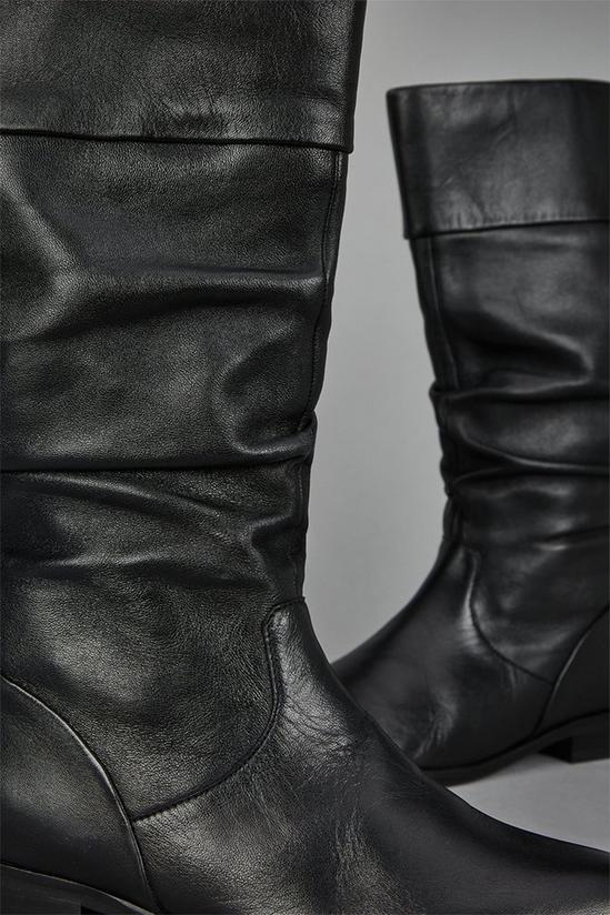 Dorothy Perkins Leather Tiffany Ruched Knee High Boots 3
