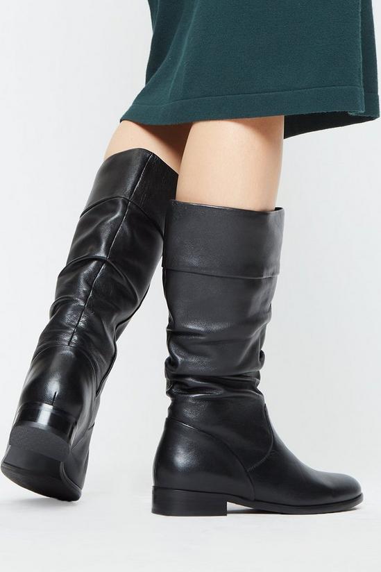 Dorothy Perkins Leather Tiffany Ruched Knee High Boots 4