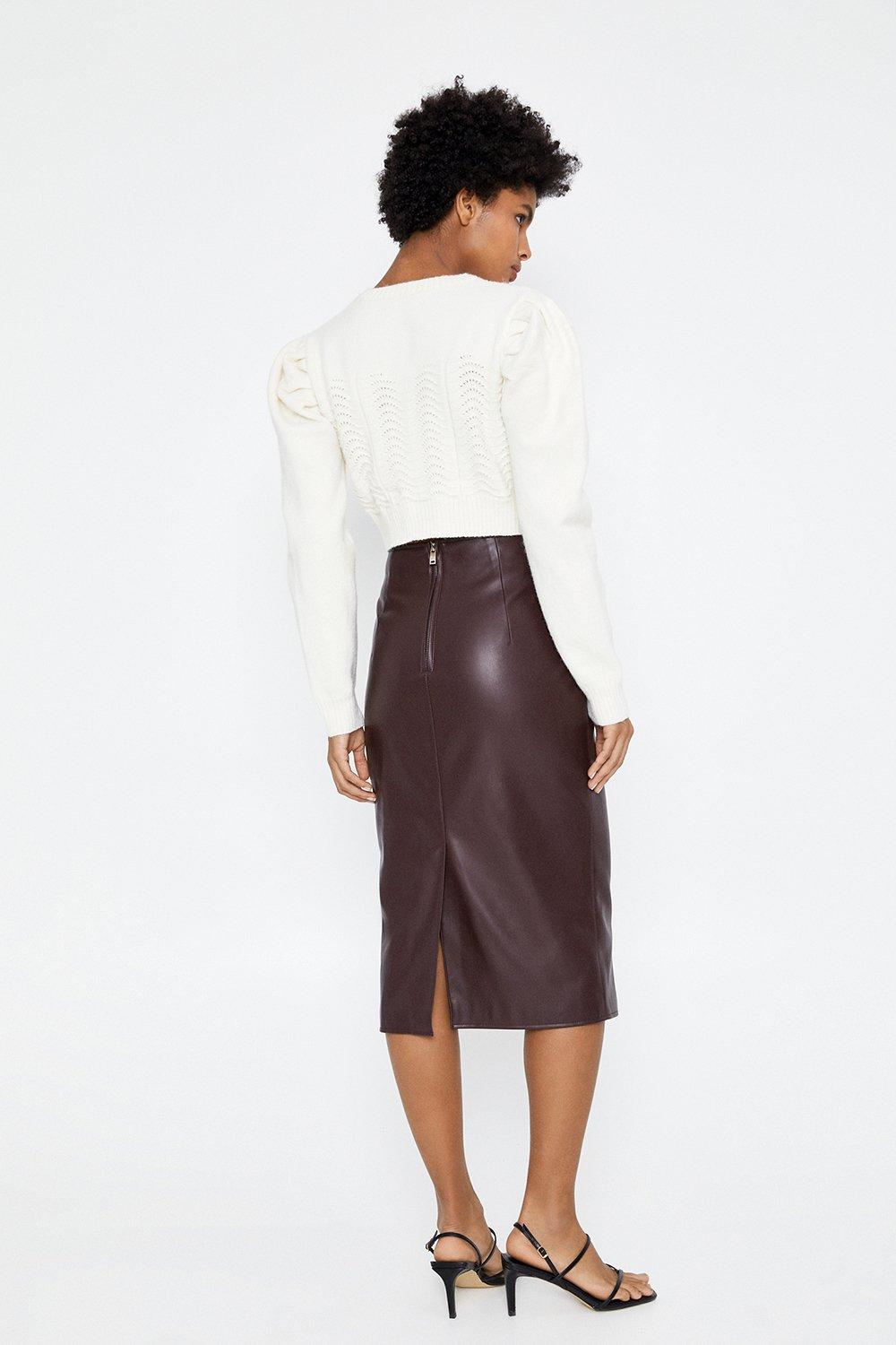 Dorothy perkins faux on sale leather midi pencil skirt