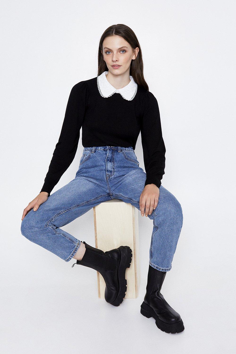 Jumper with lace on sale collar