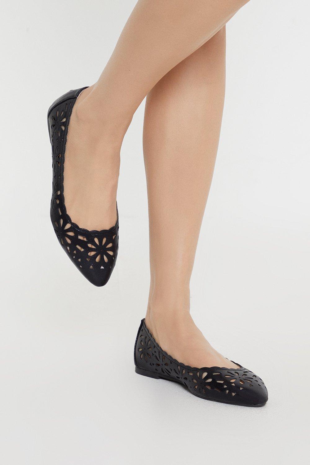 Flats Shimmer Cut Out Pointed Ballet Flats Oasis