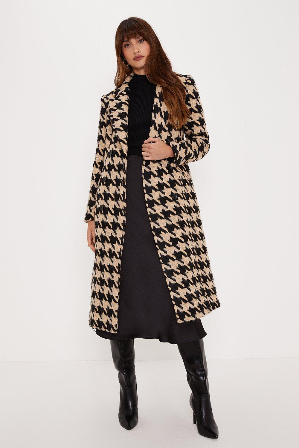 Jackets & Coats | Dogtooth Double Breasted Midi Coat | Oasis