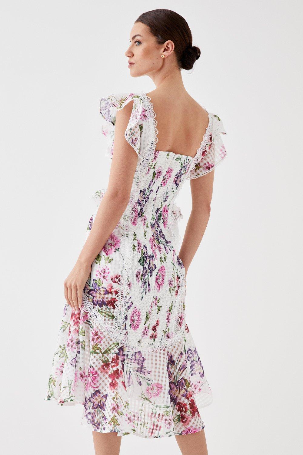 Dresses Petite Fishtail Skirt Ruffle Organza Midi Dress Coast