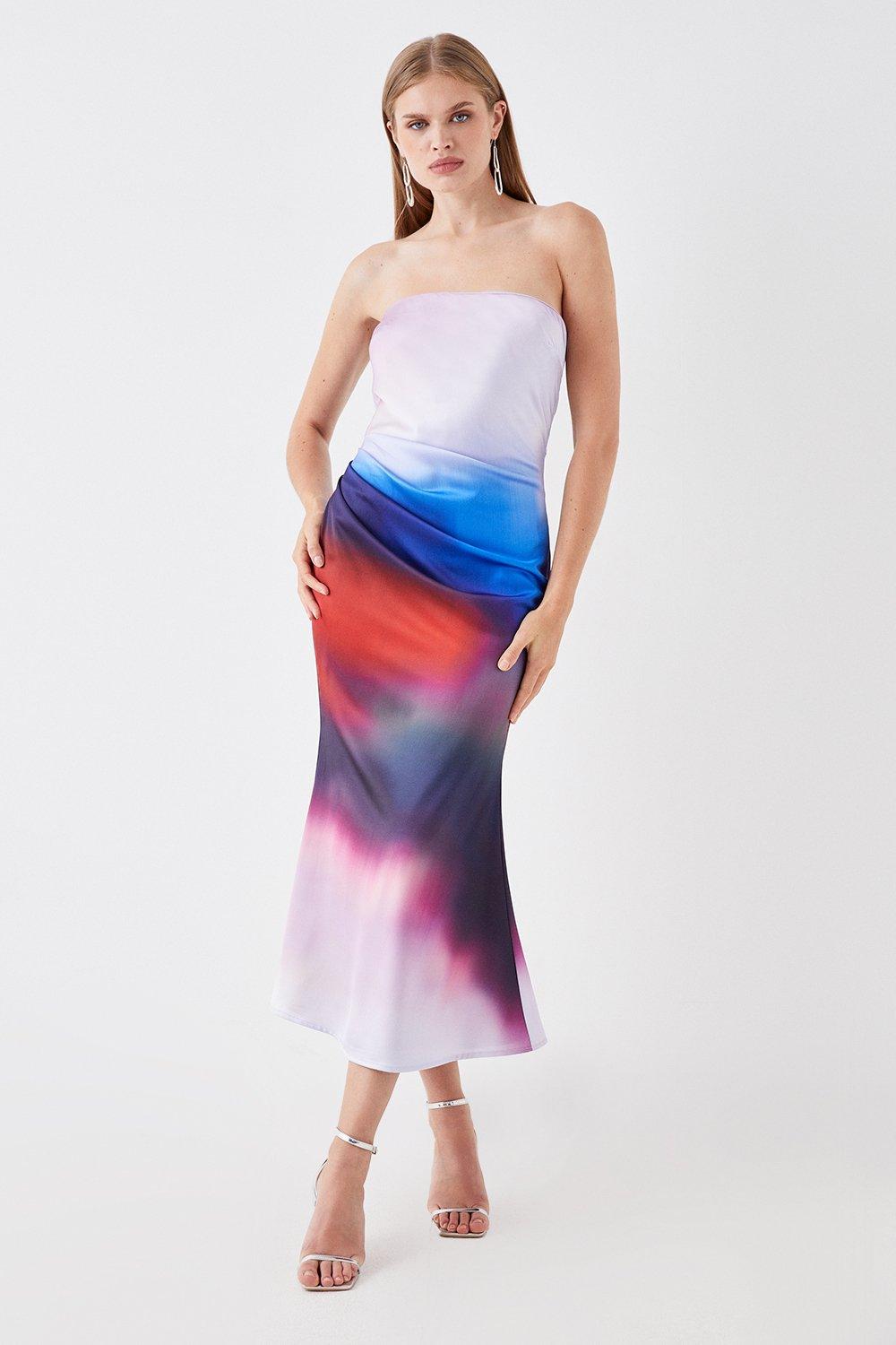 Dresses Sophie Habboo Ombre Satin Ruched Dress Coast