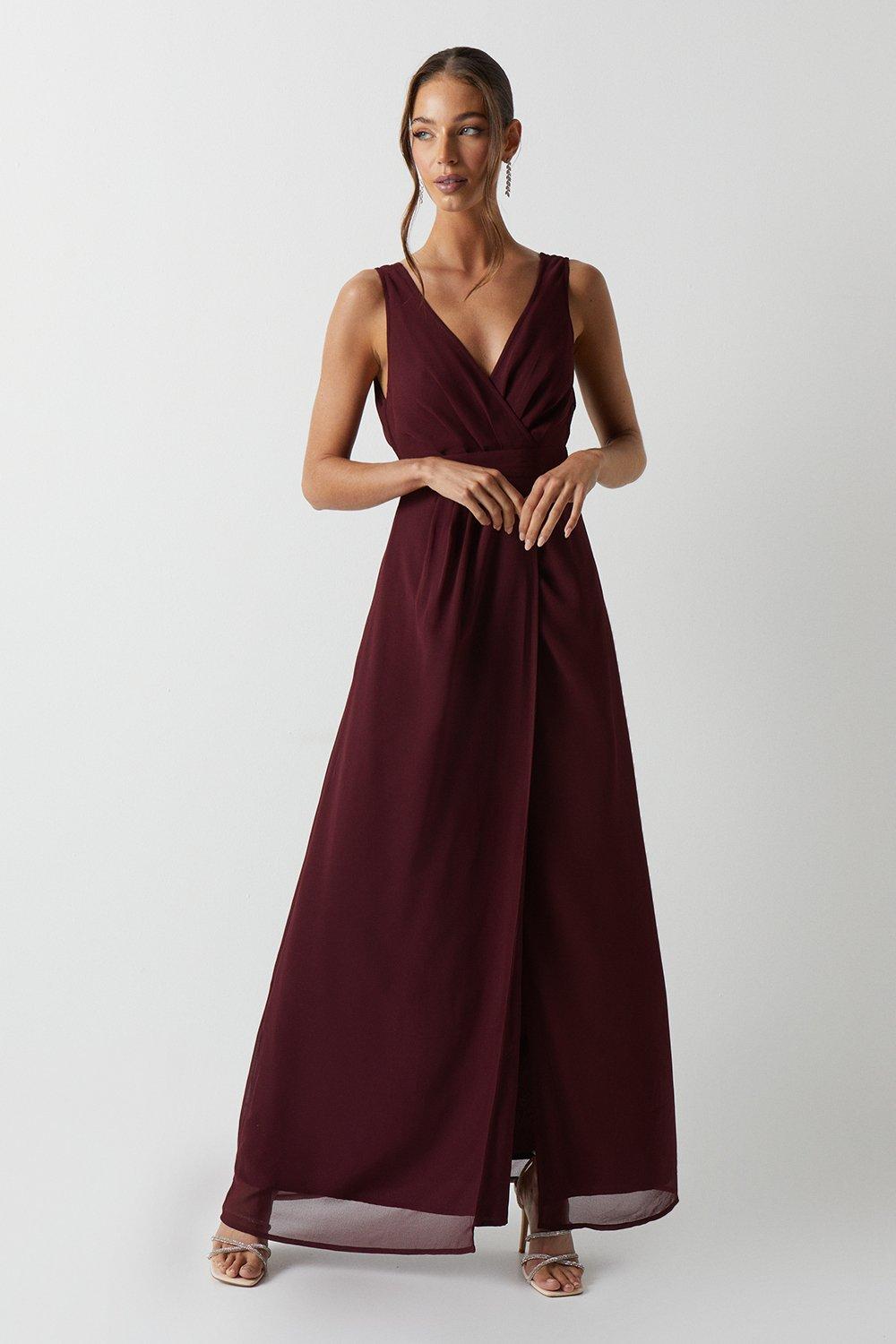 Dresses Pleat Detail Wrap Column Bridesmaids Maxi Dress Coast