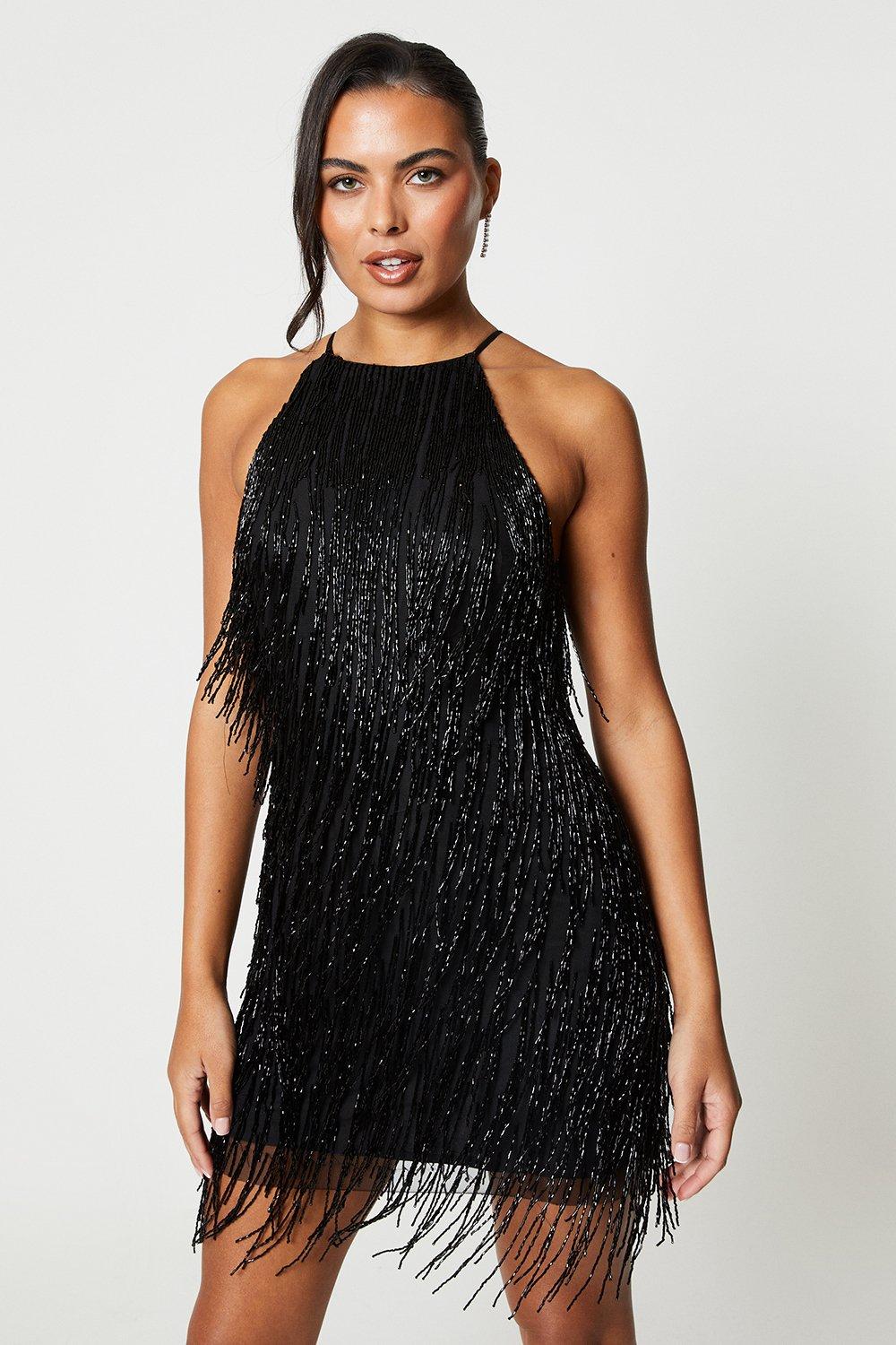 Short hot sale fringe dress