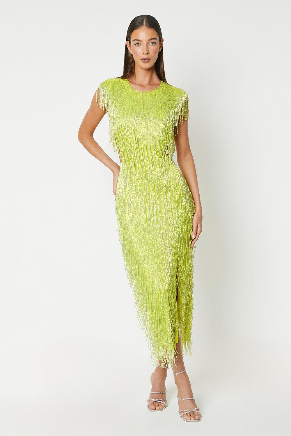 Dresses | Sophie Habboo Fringe Embellished Midi Dress | Coast