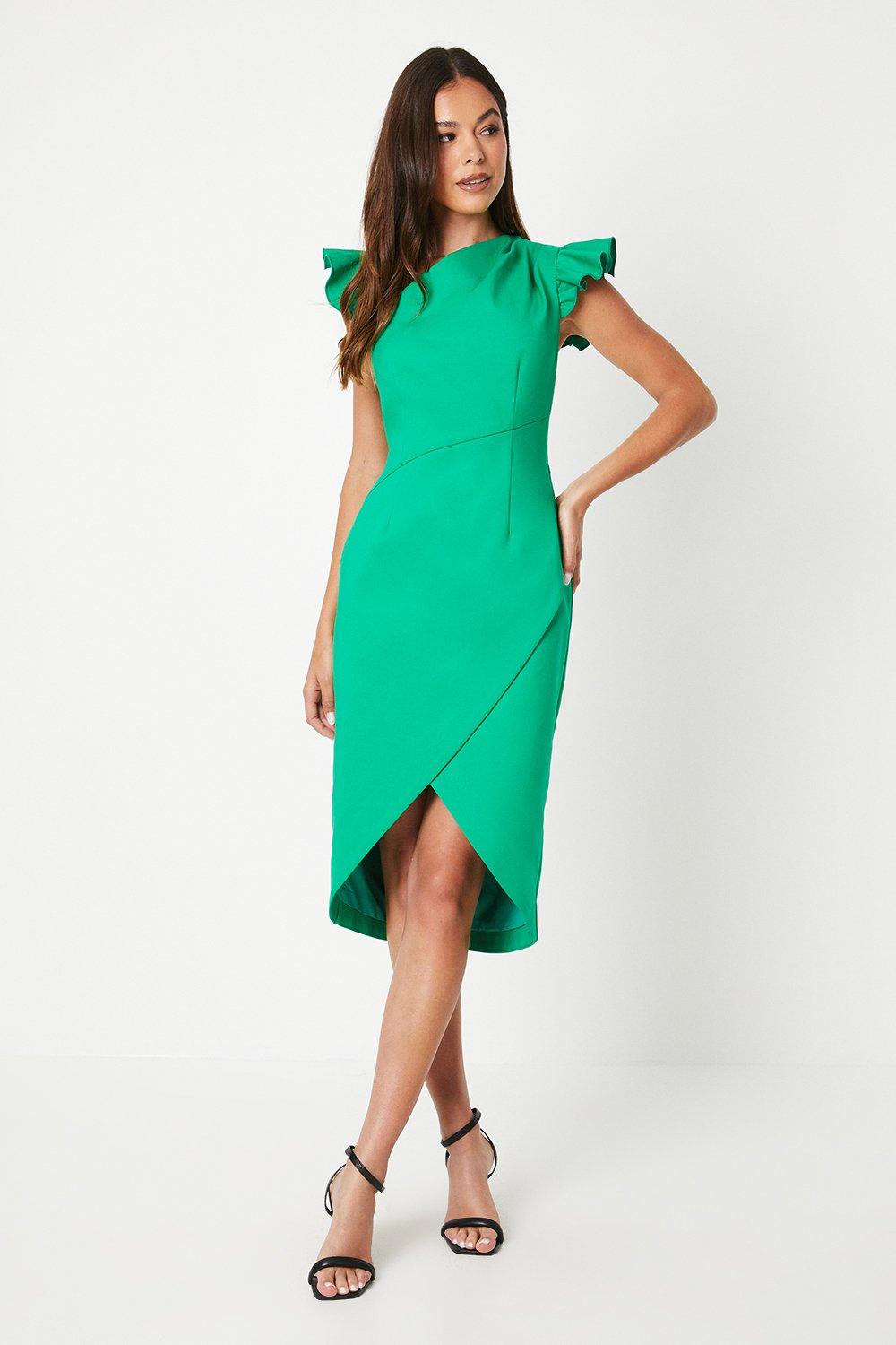 Dresses | Frill Shoulder Asymmetrical Wrap Pencil Dress | Coast